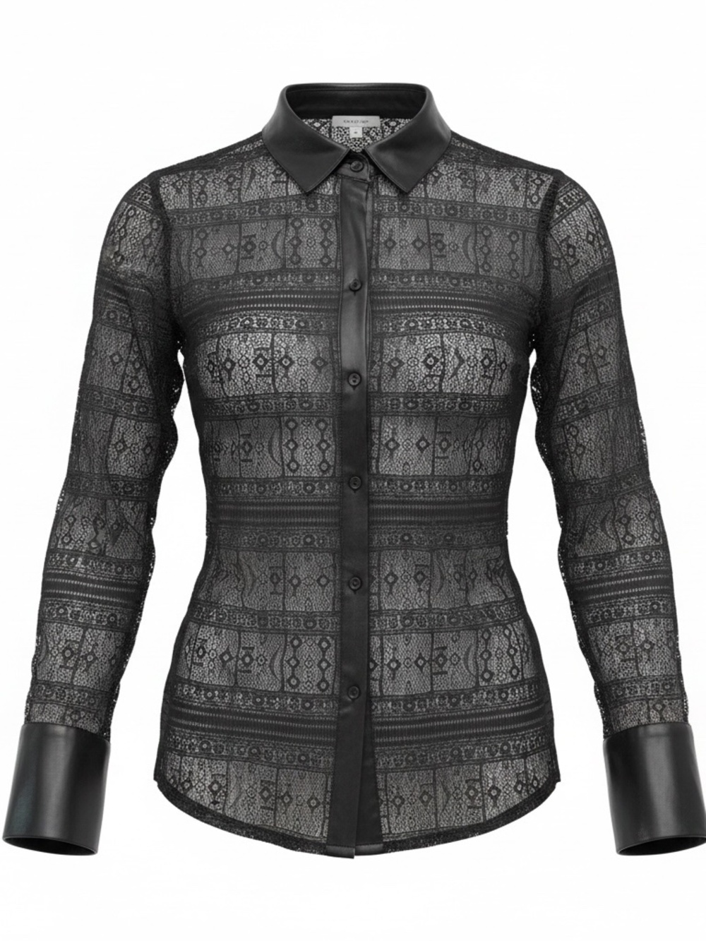 Jason Wu Lace Pattern Long Sleeve Button-Up Top - size small